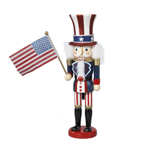 Kurt S. Adler Uncle Sam nutcracker front view, bold patriotic mantel focal point