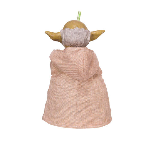 Kurt S. Adler Yoda topper on decorated tree showing balanced, cord-free placement