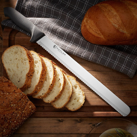 KUTLER serrated blade close-up showing razor wavy edge for cleaner cuts