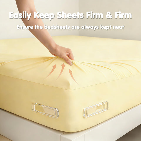 KVANACE straps attached to sheet corner holding fabric taut
