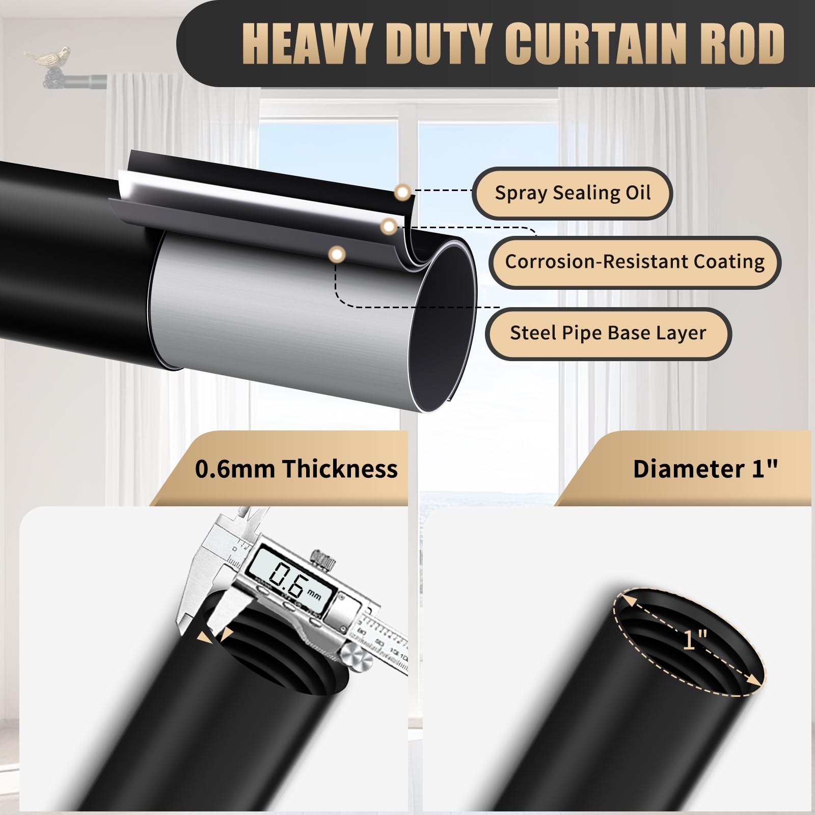 KVEEO rod length shown with hand for scale illustrating adjustable range