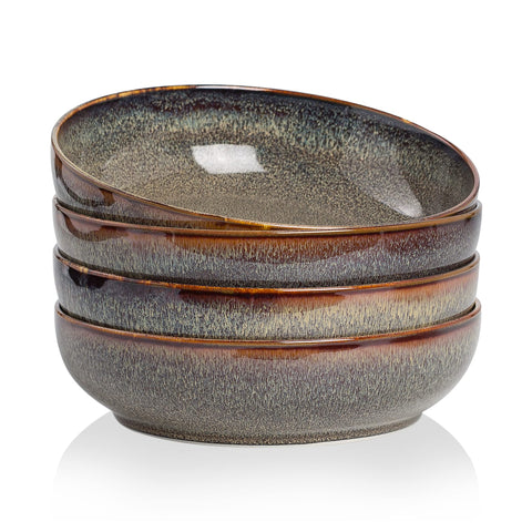 KYBSCZ front view of four bowls showing caramel brown finish and capacity benefit