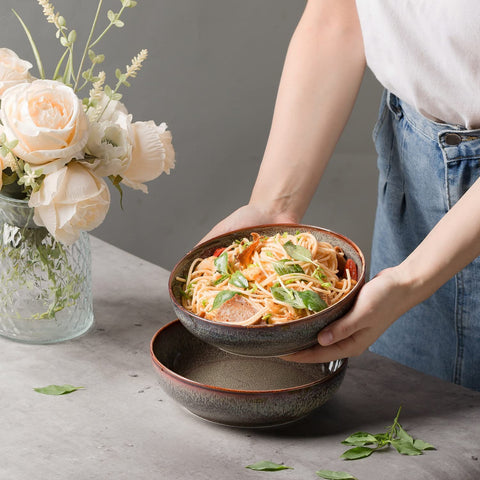 KYBSCZ bowls on a dining table styled for guests with warm caramel appeal