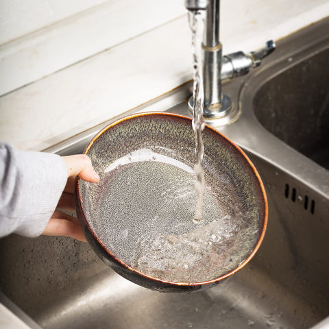 KYBSCZ bowl held in hand showing scale and deep design for large portions