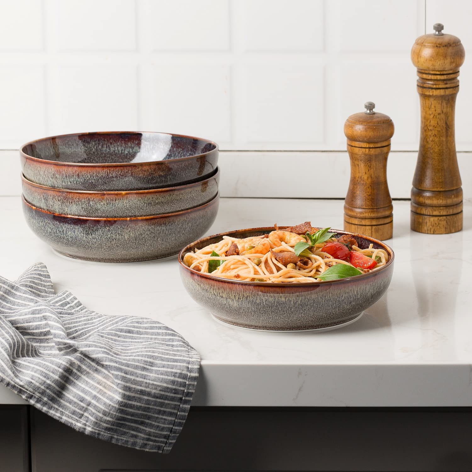 KYBSCZ bowls stacked neatly in cupboard saving space for kitchen organization