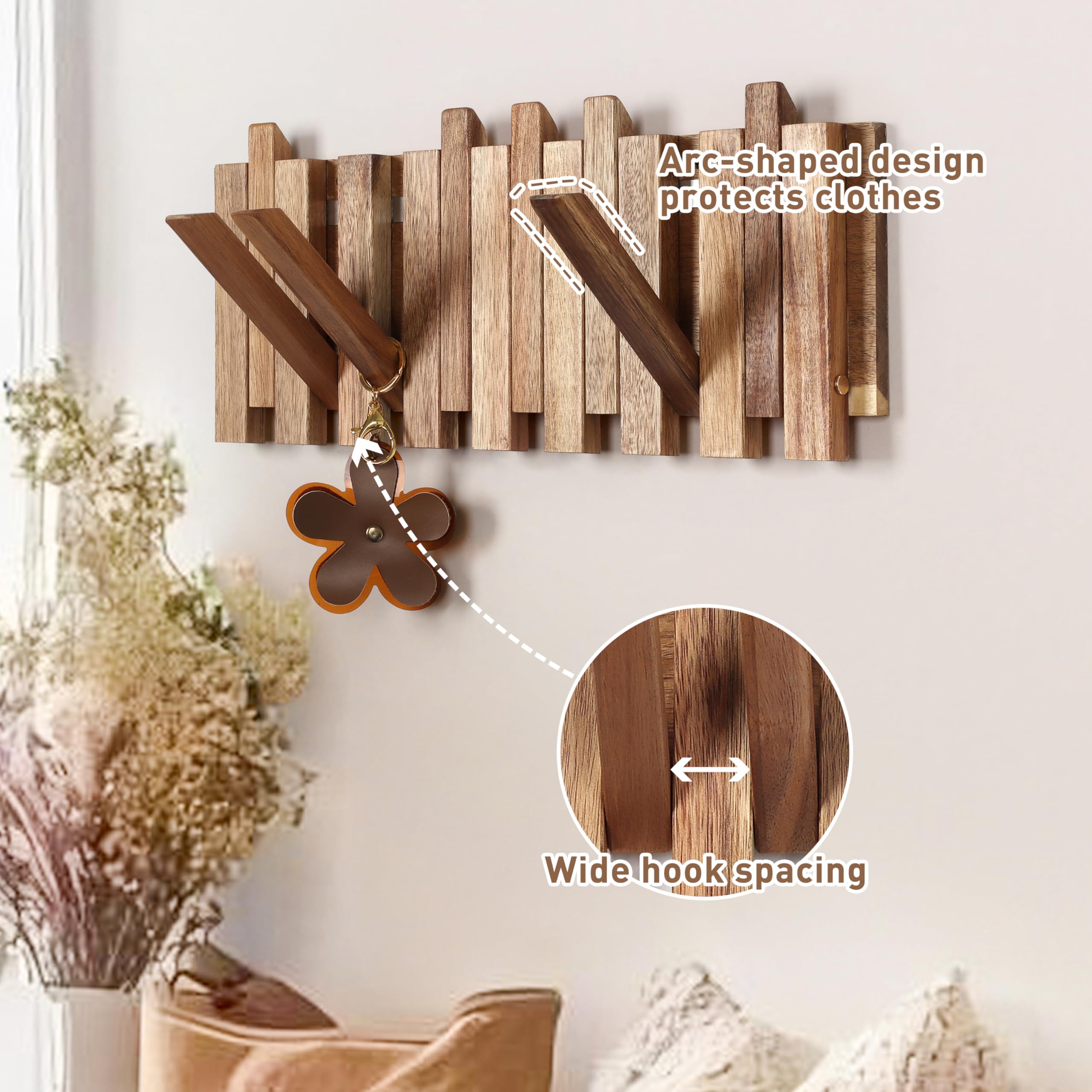 KYIAANY hooks folded profile displays slim, low-depth design