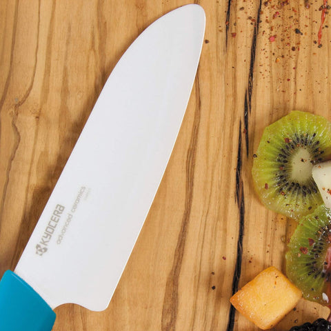 KYOCERA blade close-up highlighting ceramic edge and long-lasting sharpness benefit