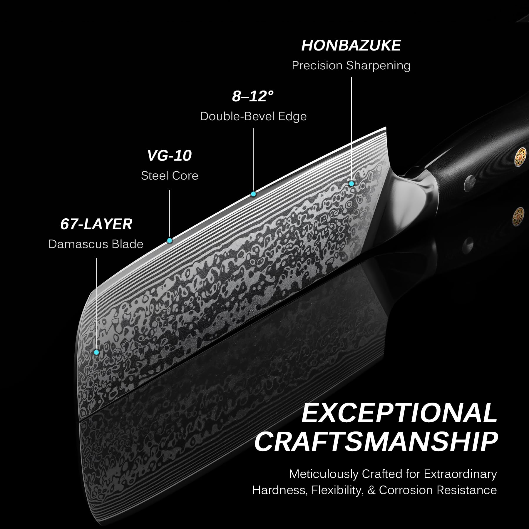 KYOKU 7-inch nakiri profile demonstrating length and straight edge for vegetables