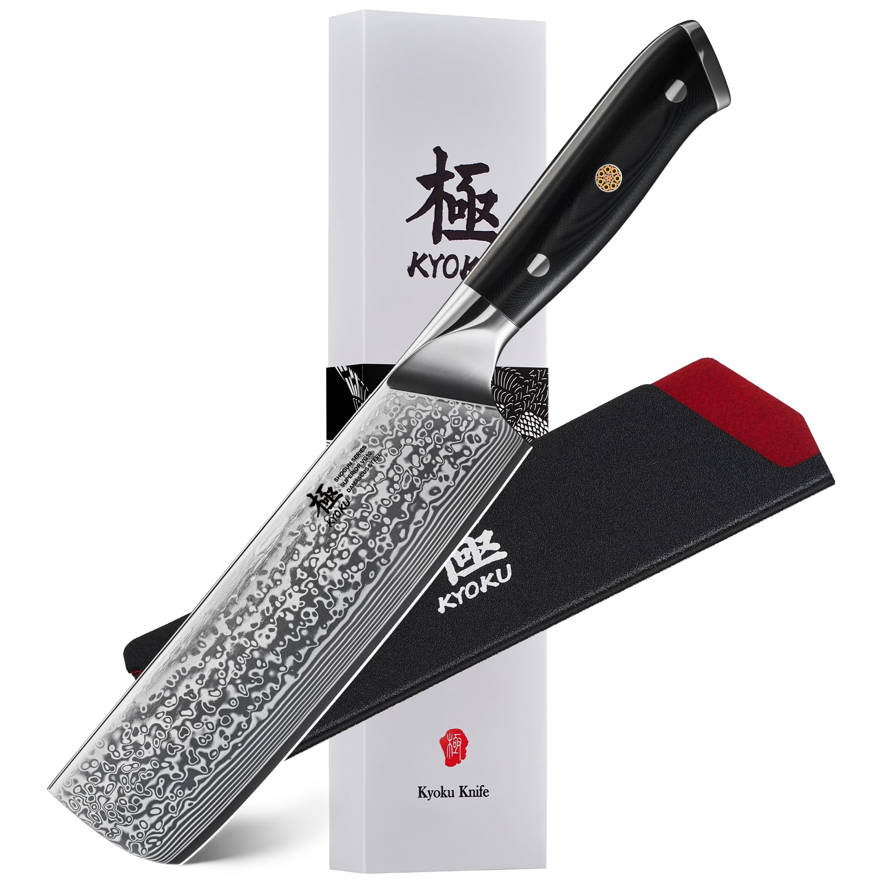 KYOKU nakiri front view showing blade shape and clean profile for precise chopping