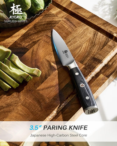 KYOKU edge close-up highlighting 13–15° sharpness for cleaner cuts