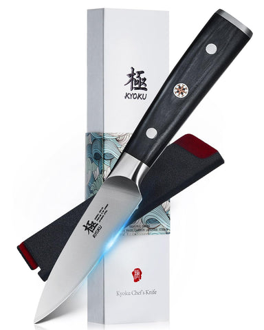 KYOKU paring knife front view showing compact blade and balance benefit