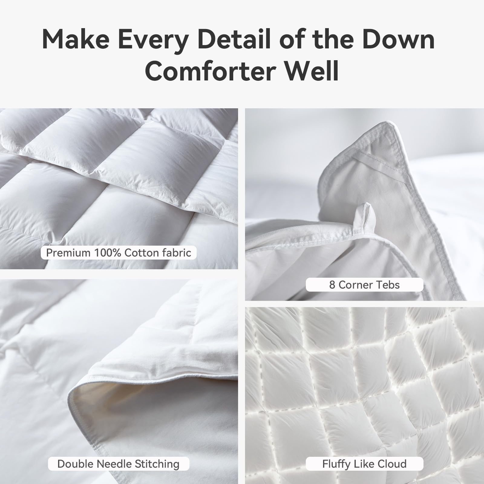 L LOVSOUL corner tabs and double stitching showing secure duvet attachment