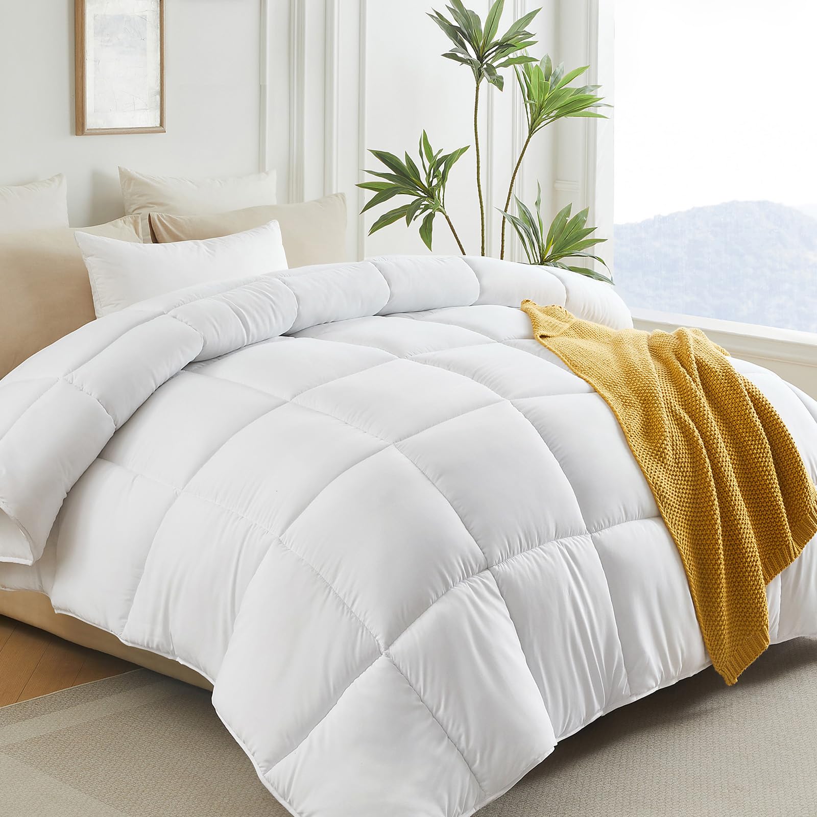 L LOVSOUL front view of twin duvet insert showing clean white finish and fit