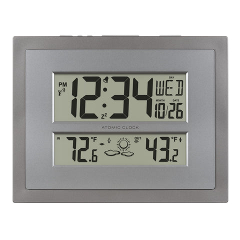La Crosse Technology front view of clock showing time and calendar for quick reference