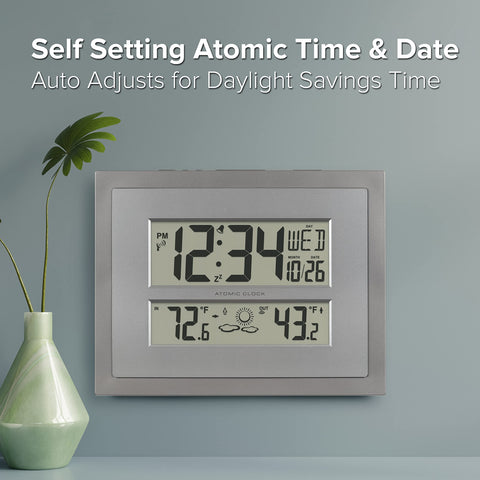 La Crosse Technology side profile on wall showing slim gray frame for neat mounting