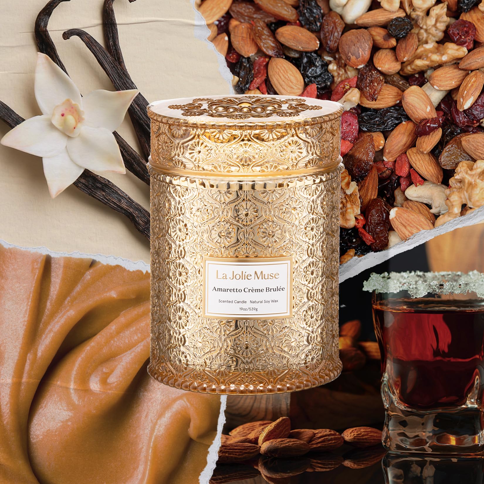 LA JOLIE MUSE embossed daisy jar close-up highlighting decorative finish and reuse benefit