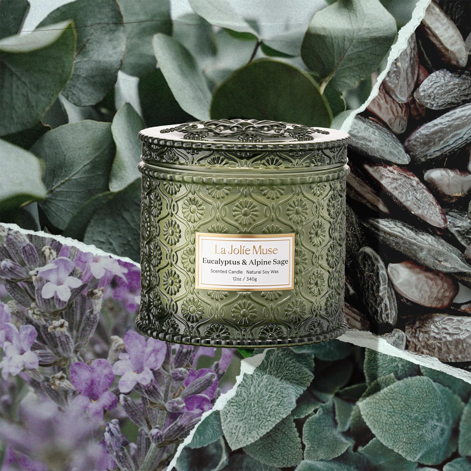 LA JOLIE MUSE close-up of daisy embossing highlighting decorative jar and gift appeal