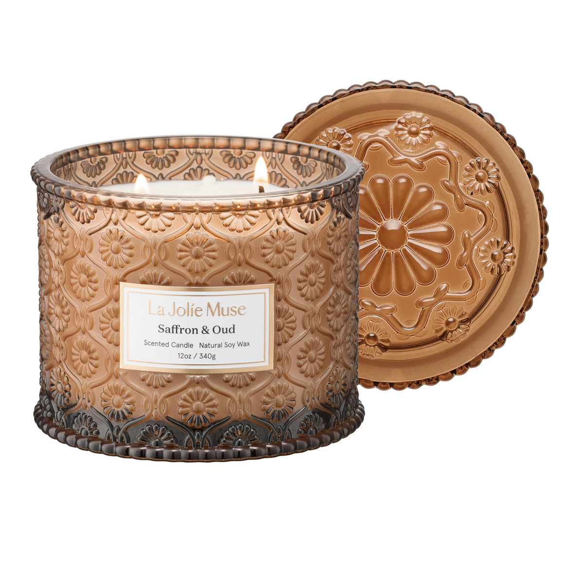 LA JOLIE MUSE front embossed jar showing elegant design and decorative reuse benefit