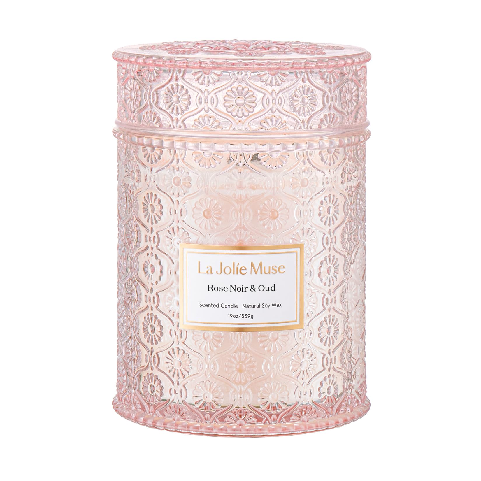 LA JOLIE MUSE front packaging showing elegant boxed candle and ribbon for gifting