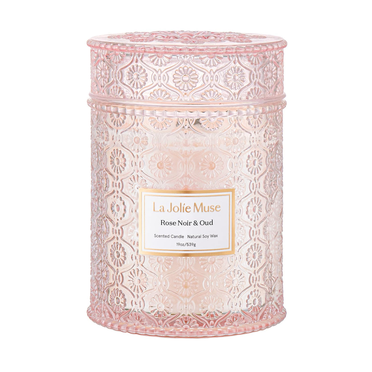 LA JOLIE MUSE front packaging showing elegant boxed candle and ribbon for gifting