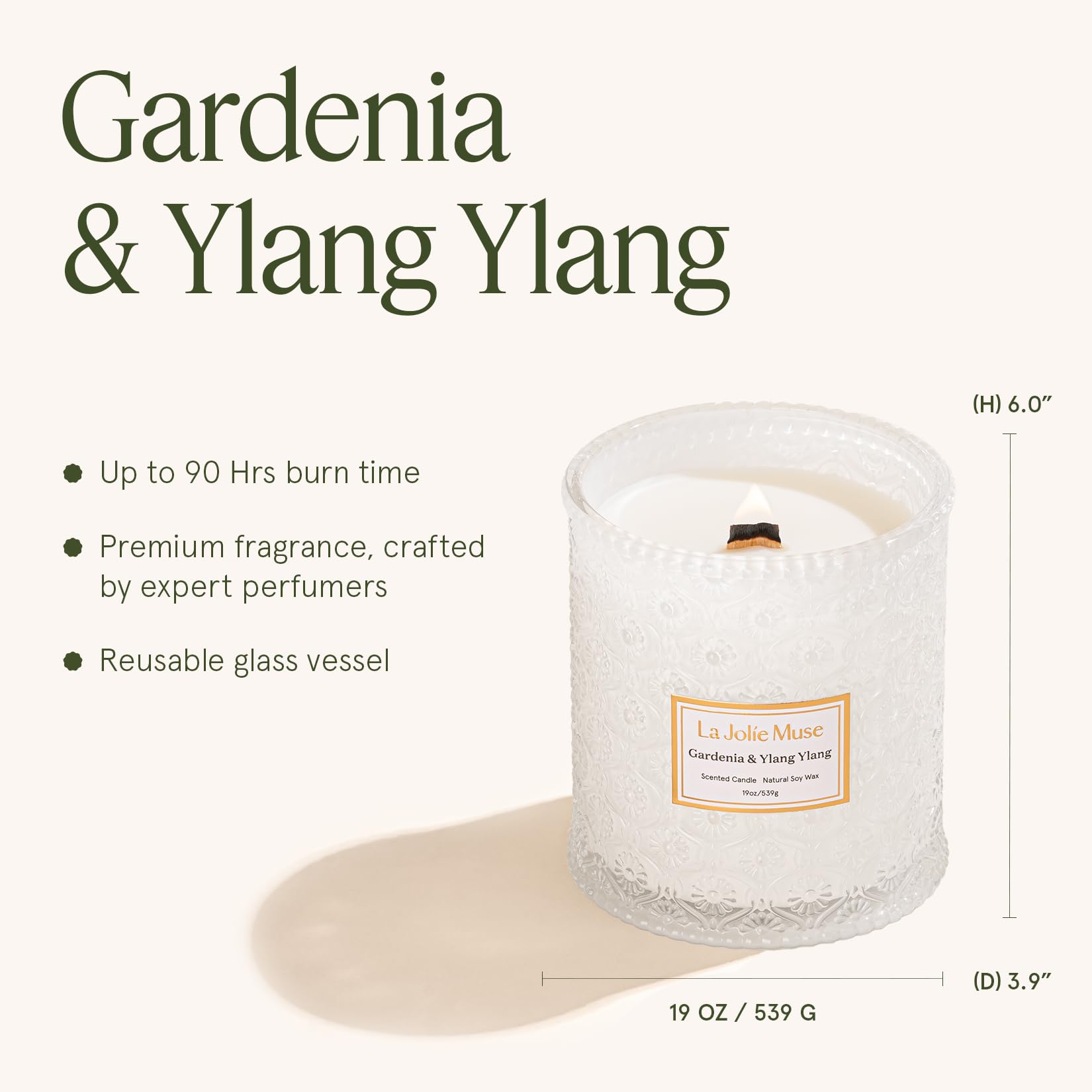 LA JOLIE MUSE candle in a cozy living room conveying calming atmosphere benefit