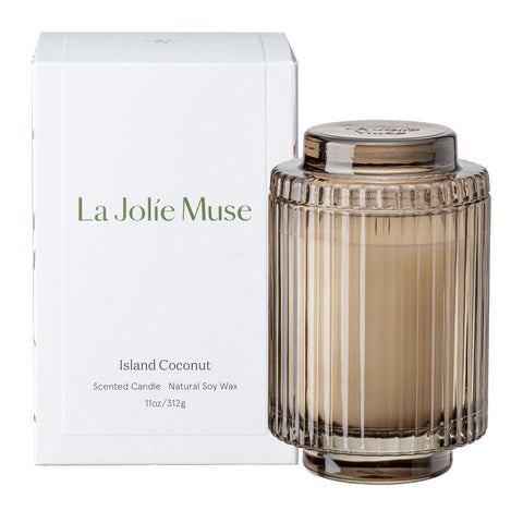 LA JOLIE MUSE front packaging showing elegant boxed candle and ribbon
