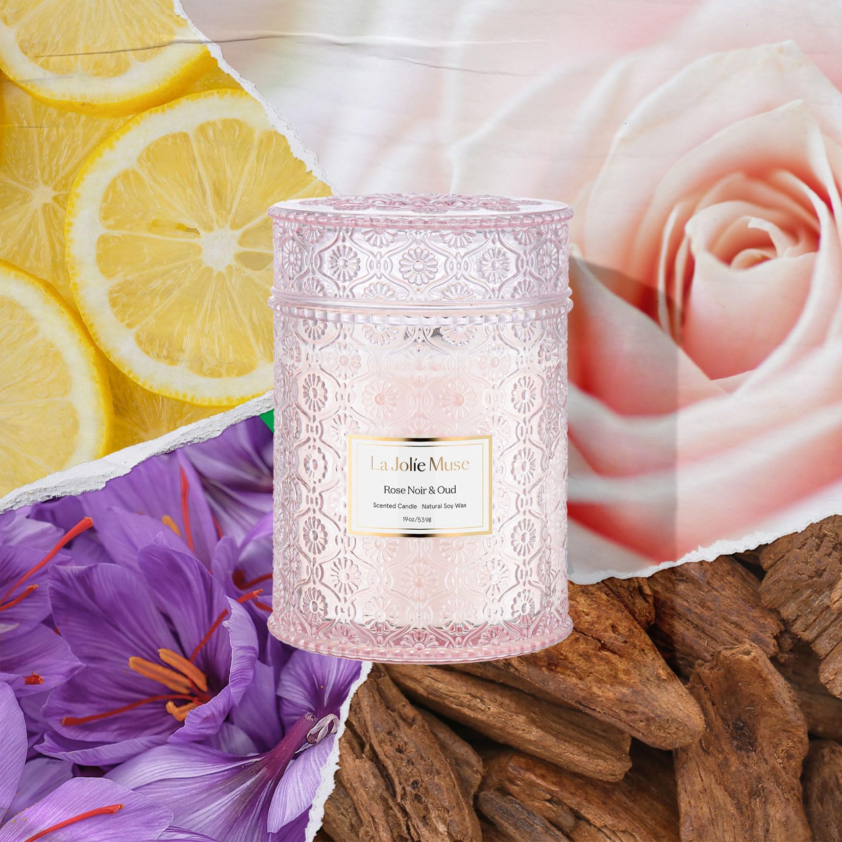 LA JOLIE MUSE embossed daisy jar close-up highlighting decorative glass detail