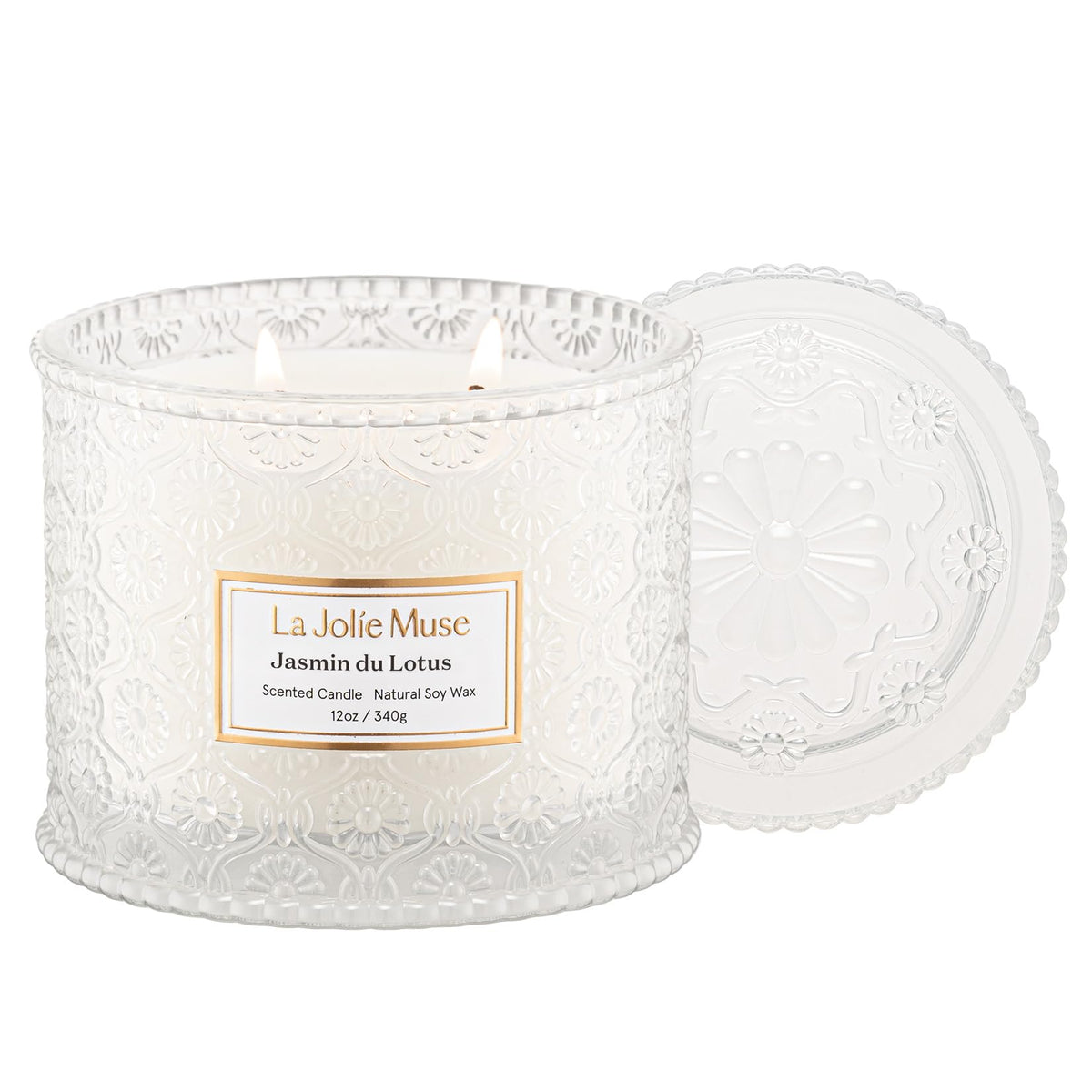 LA JOLIE MUSE front packaging showing elegant daisy-embossed jar and gift-ready box benefiting presentation