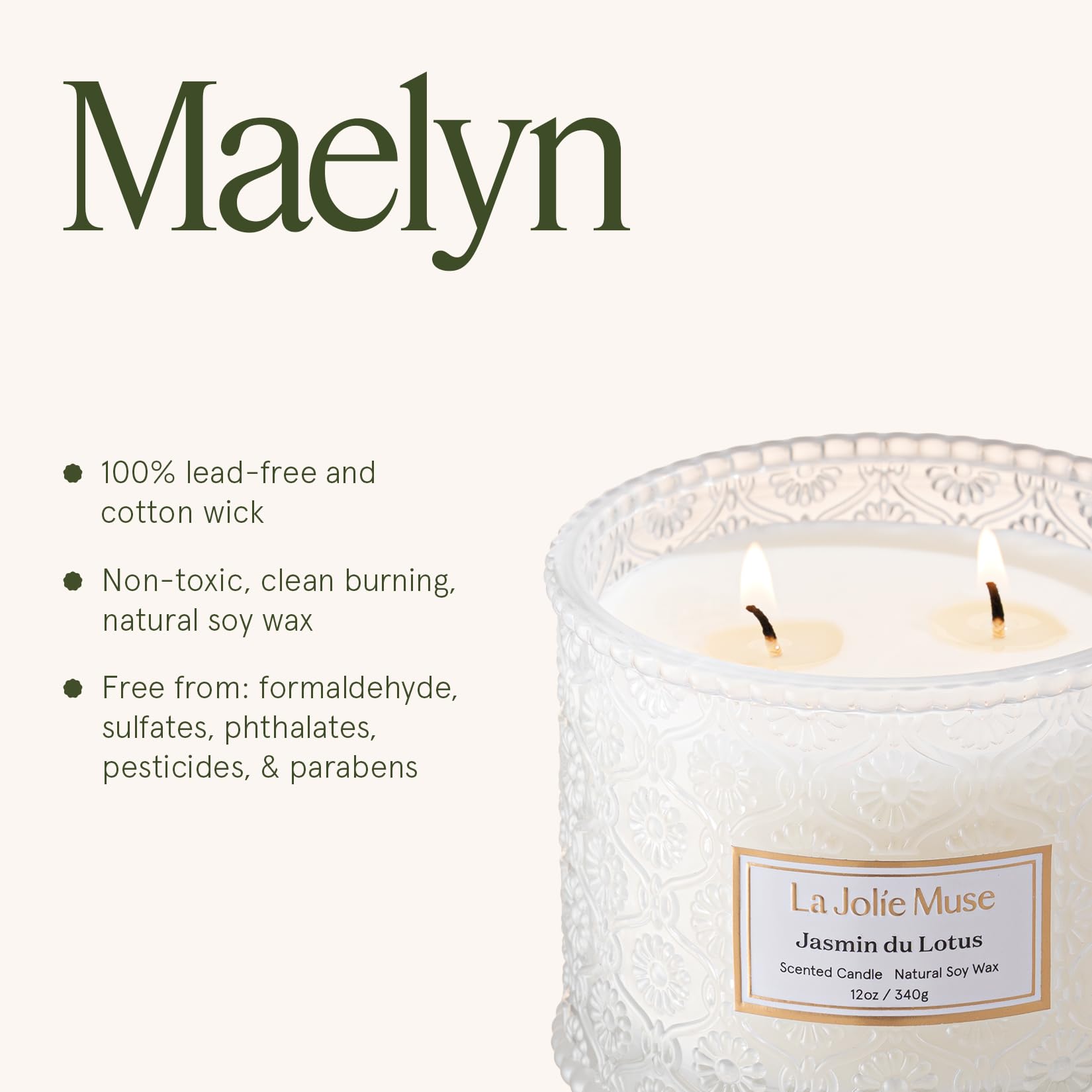 LA JOLIE MUSE candle in cozy living room setting creating ambient mood and decorative benefit