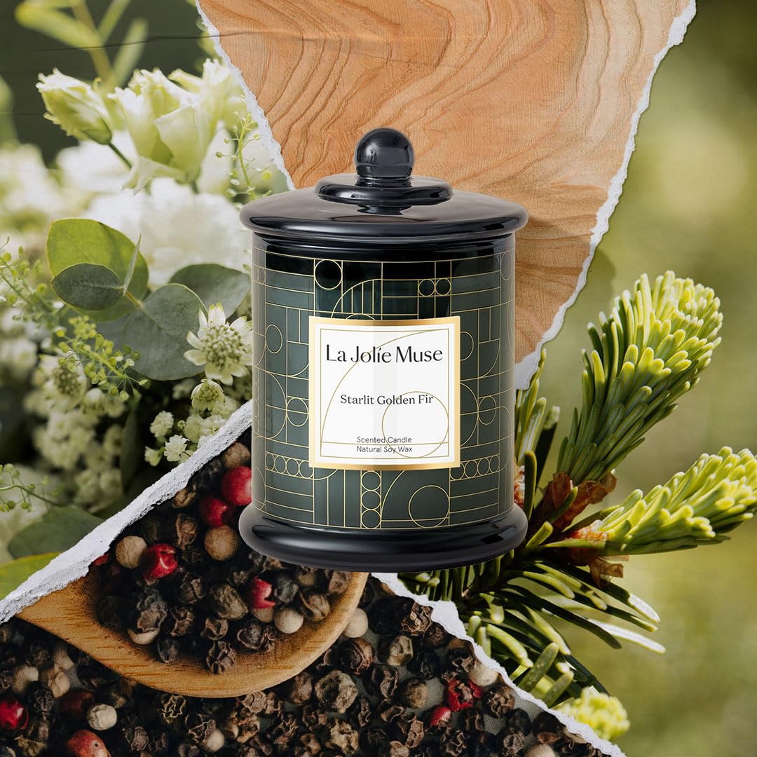 LA JOLIE MUSE dark glass jar detail highlighting pattern and luxe presentation