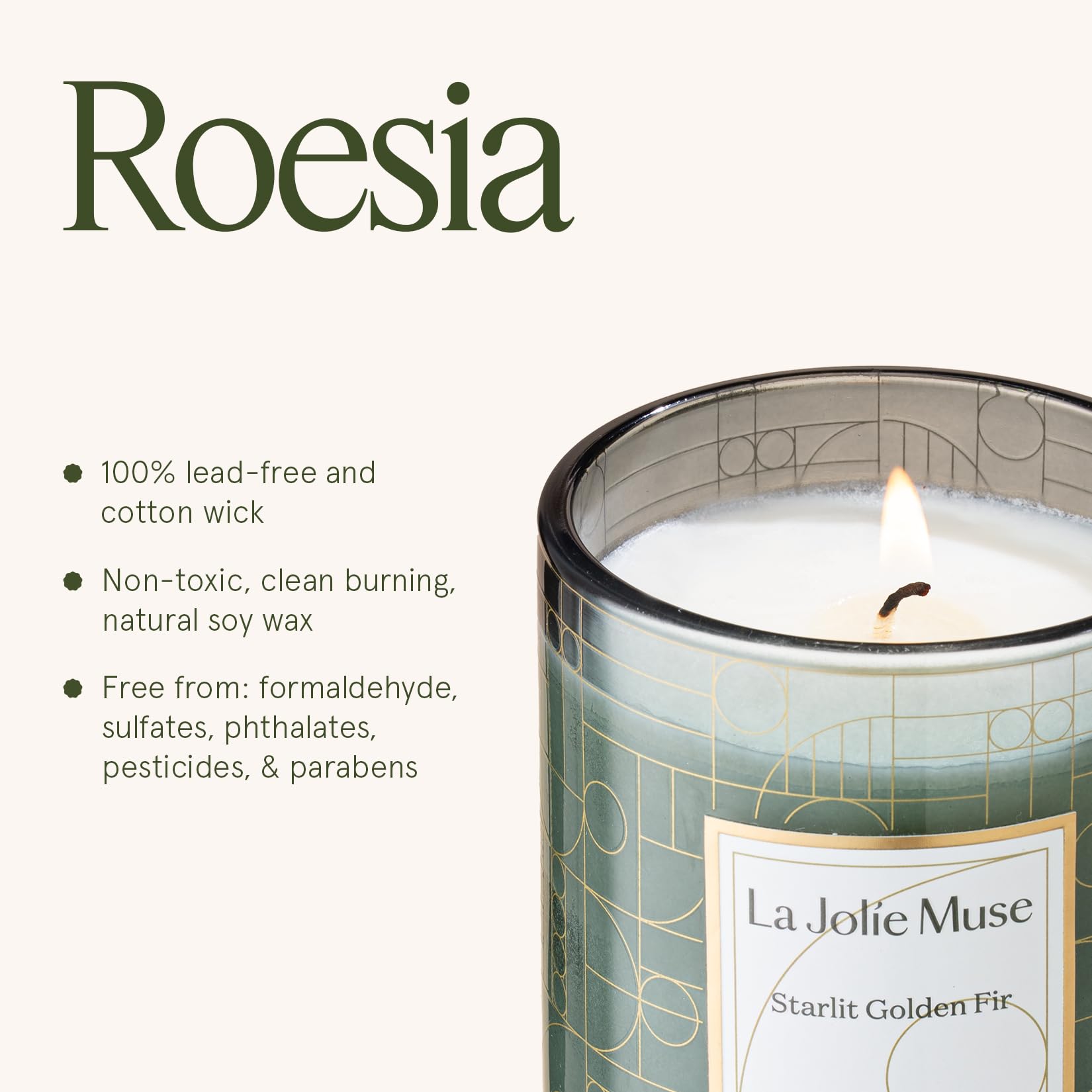 LA JOLIE MUSE candle held by hand for scale showing travel-friendly 10 oz size