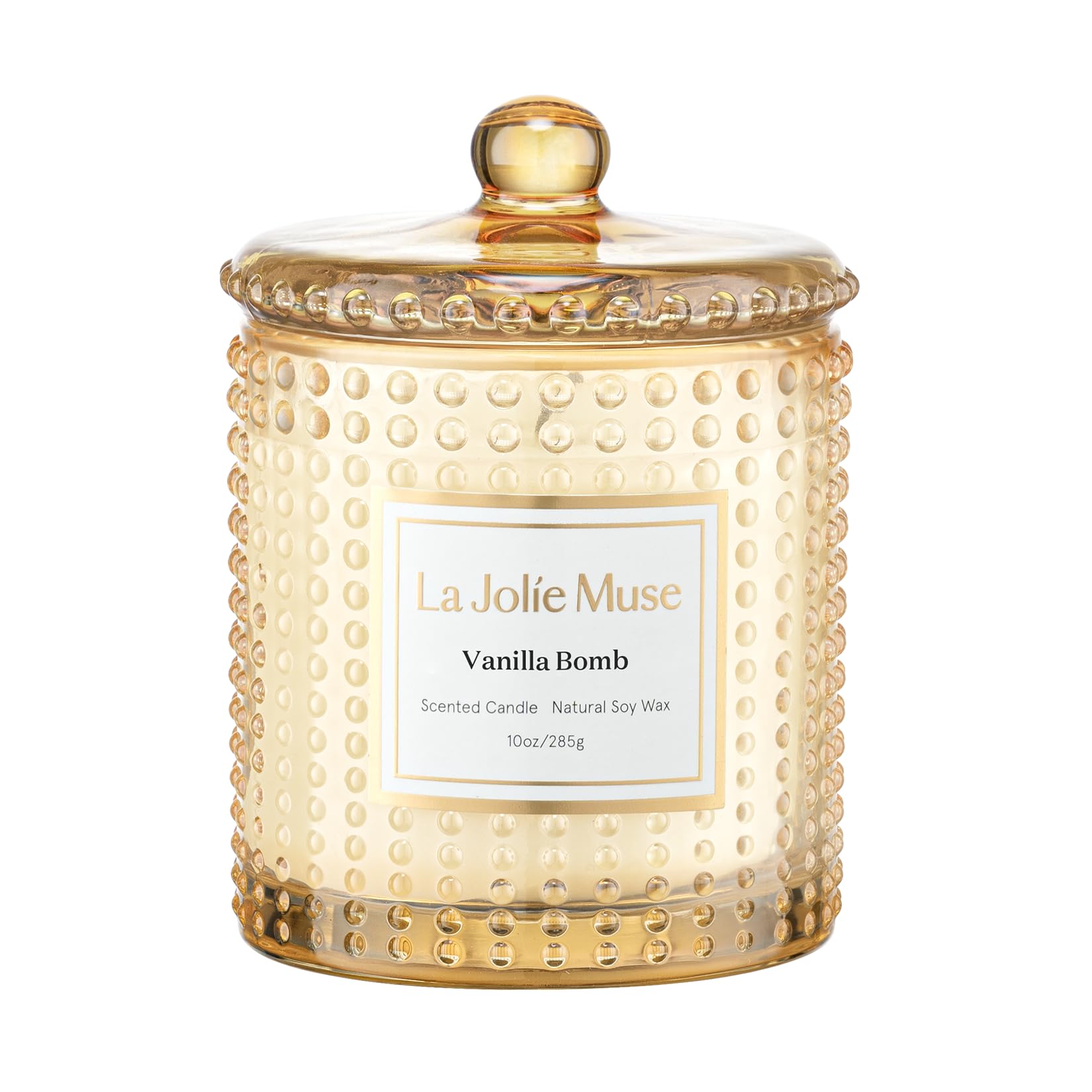 LA JOLIE MUSE front jar view showing elegant hobnail and inviting scent