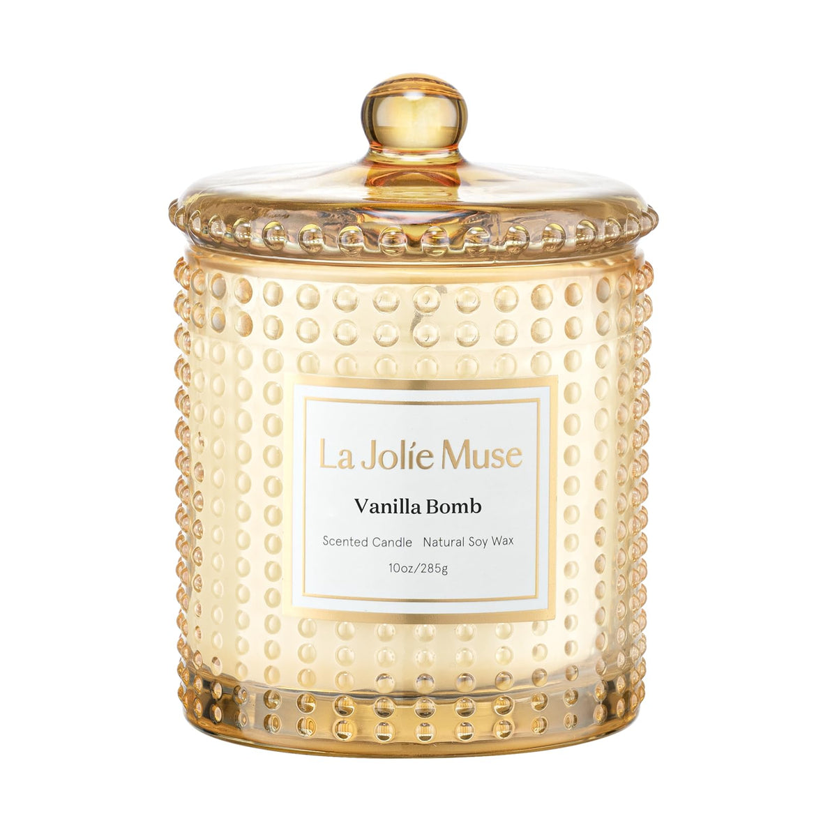 LA JOLIE MUSE front jar view showing elegant hobnail and inviting scent