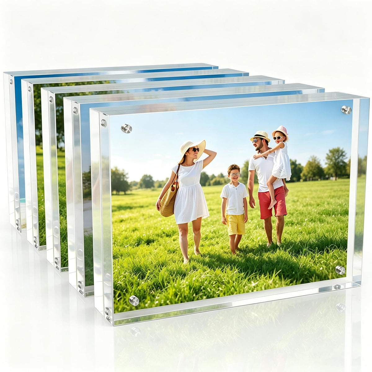 laapee front view showing clear acrylic and floating photo effect