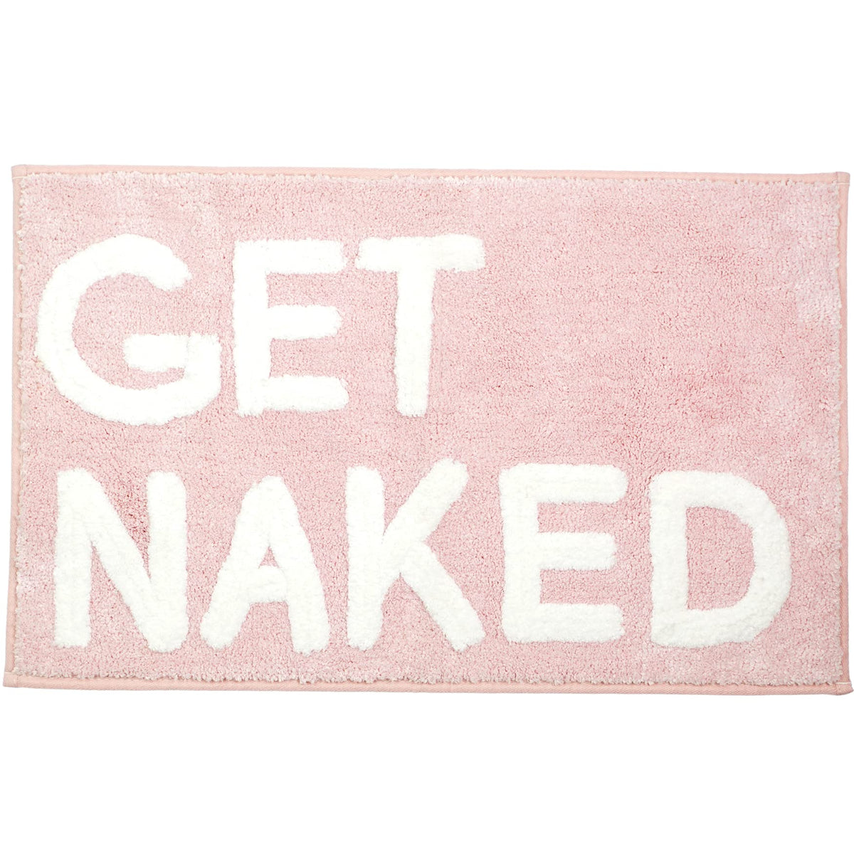 LABEND HOME front view of pink mat showing playful lettering and coverage