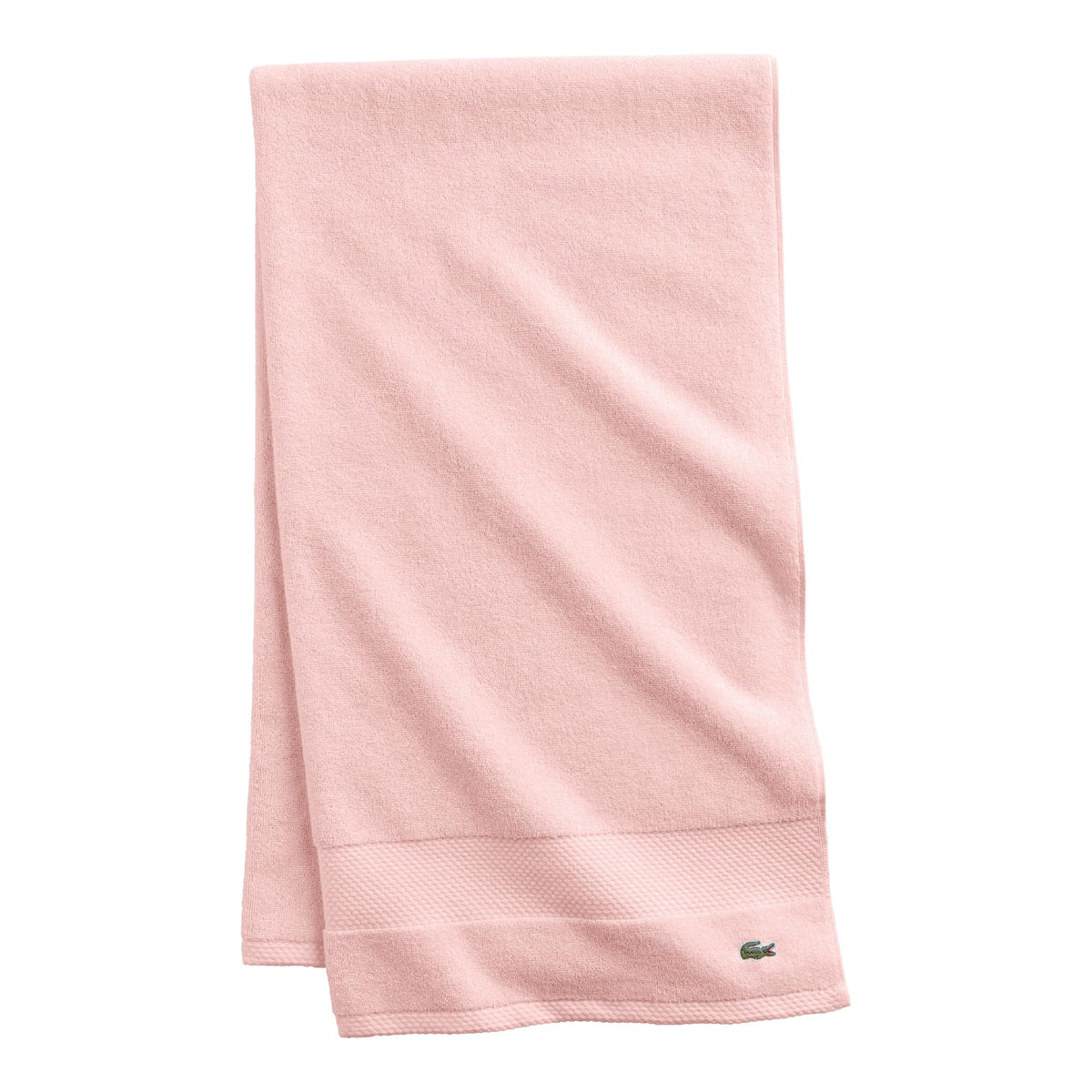 Lacoste towel front folded shows plush Supima cotton and neat finish for lasting softness
