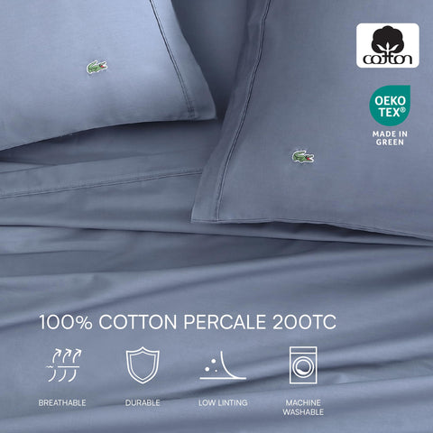 Lacoste fabric close-up highlighting percale weave texture and cool breathable comfort