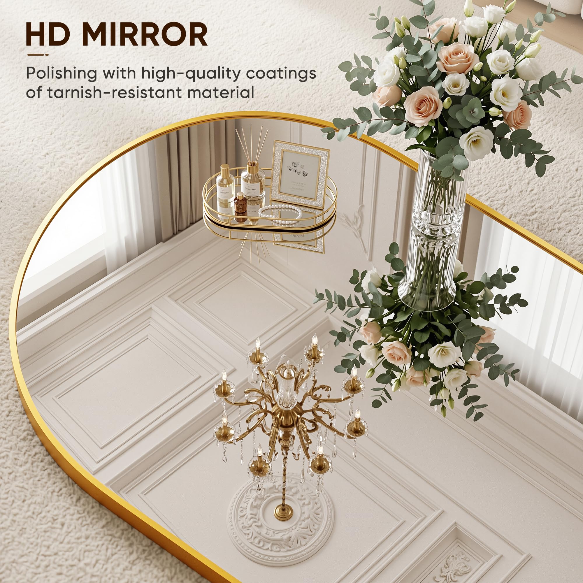 LadyNow mirror leaning against wall showing flexible placement and ease