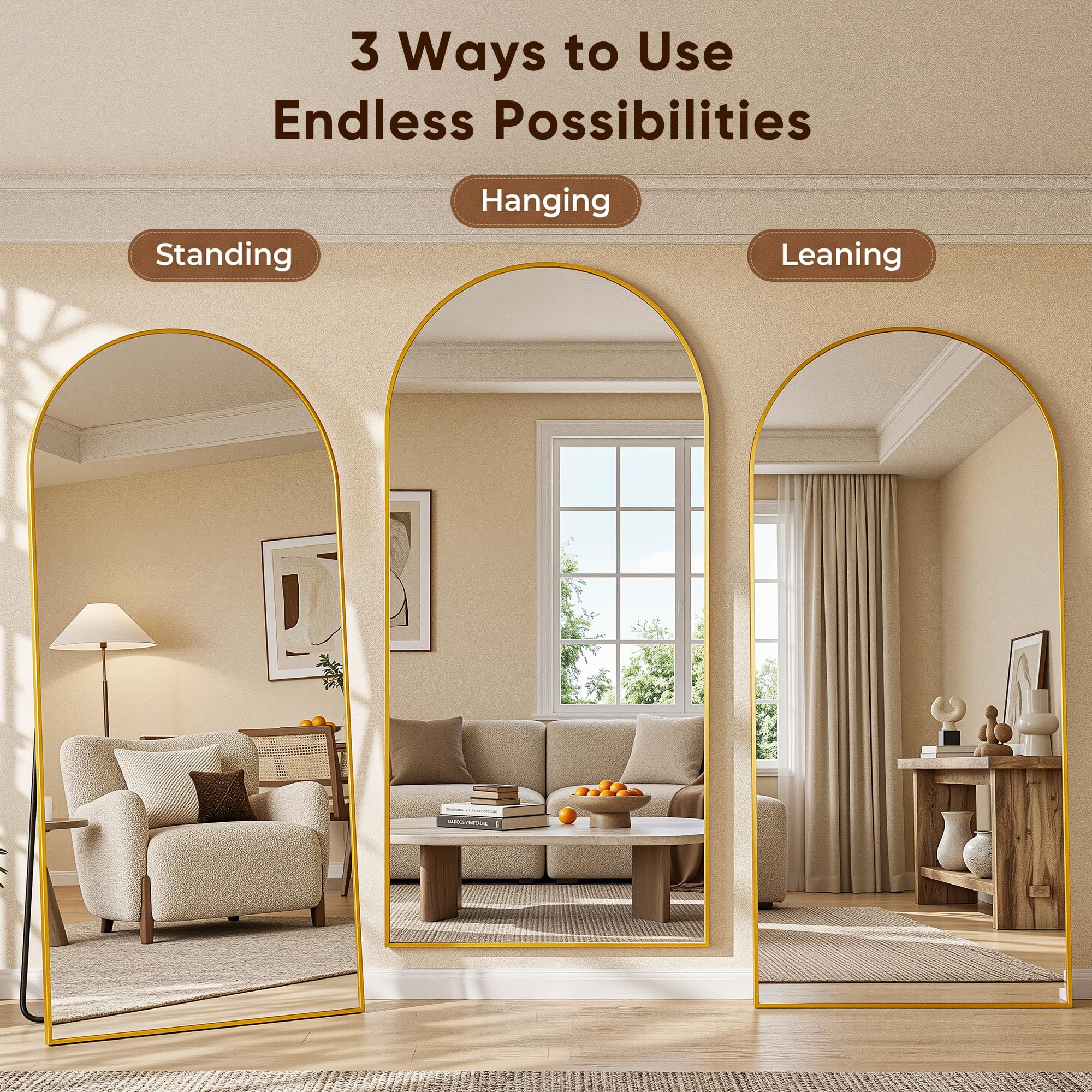 LadyNow mirror in bedroom adding depth and styling benefit to room