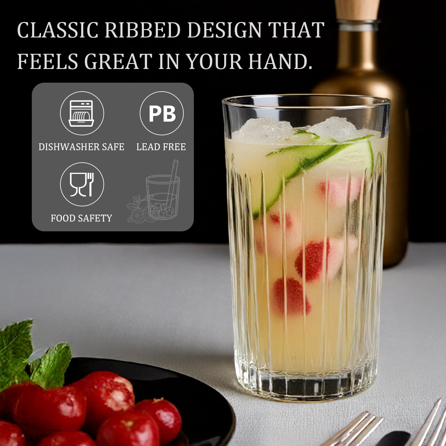 Laerjin glassware on a dining table showcasing versatile entertaining use
