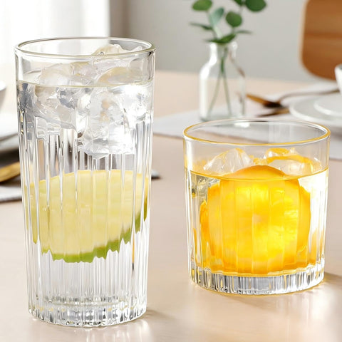 Laerjin two-size comparison of 12oz and 10oz glasses showing scale