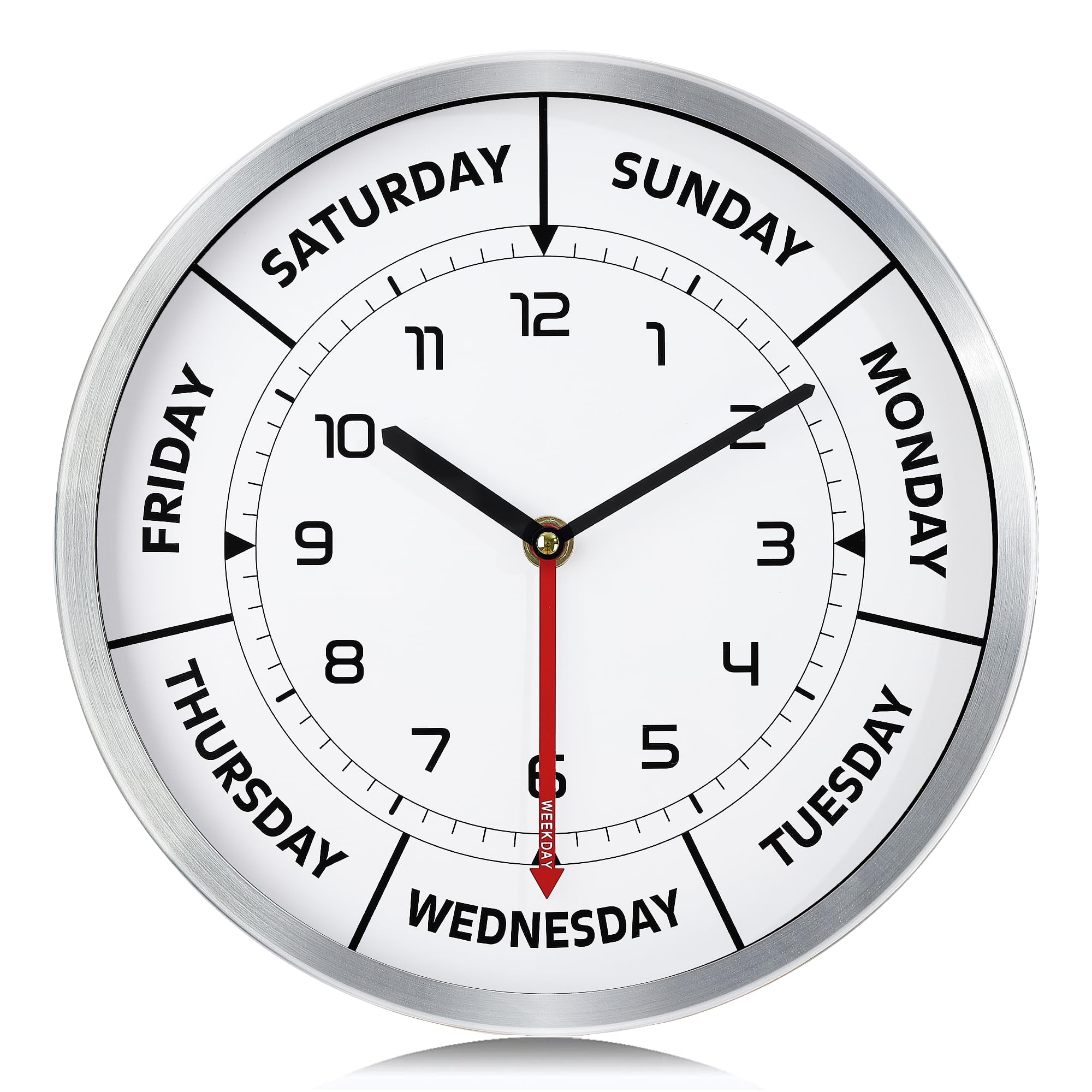 Lafocuse front face day clock showing time and weekday, clear readability benefit