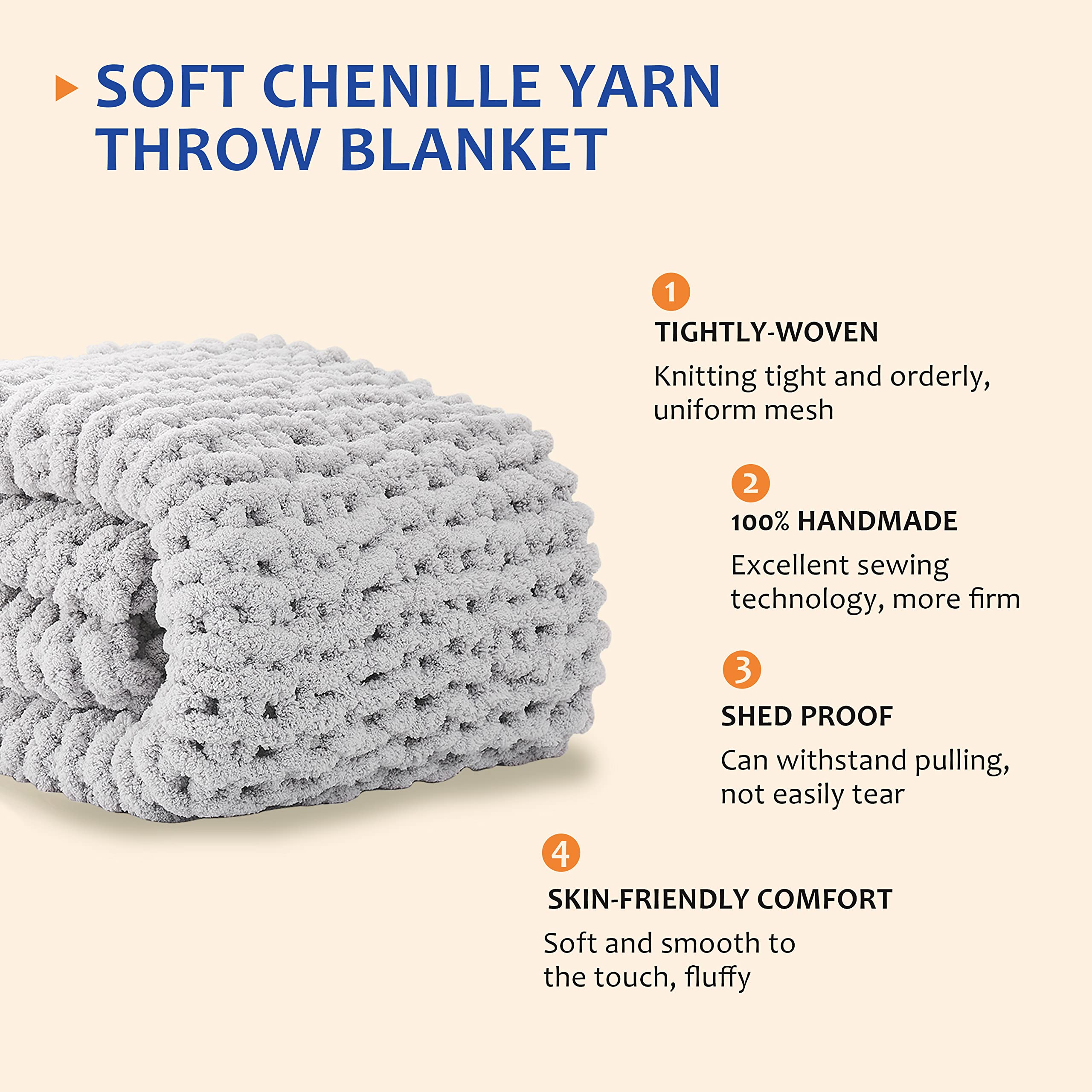 L'AGRATY close-up of chenille yarn texture highlighting softness and plush comfort