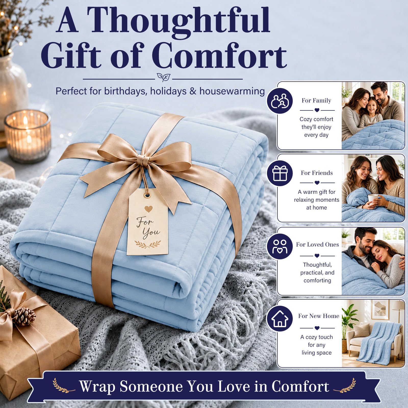 L'AGRATY lifestyle bedroom setting showing calming color and all-season use
