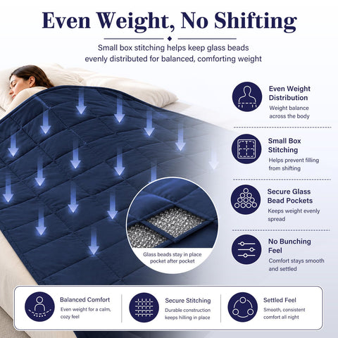 L'AGRATY styled on queen bed demonstrating full 60x80 coverage for restful sleep