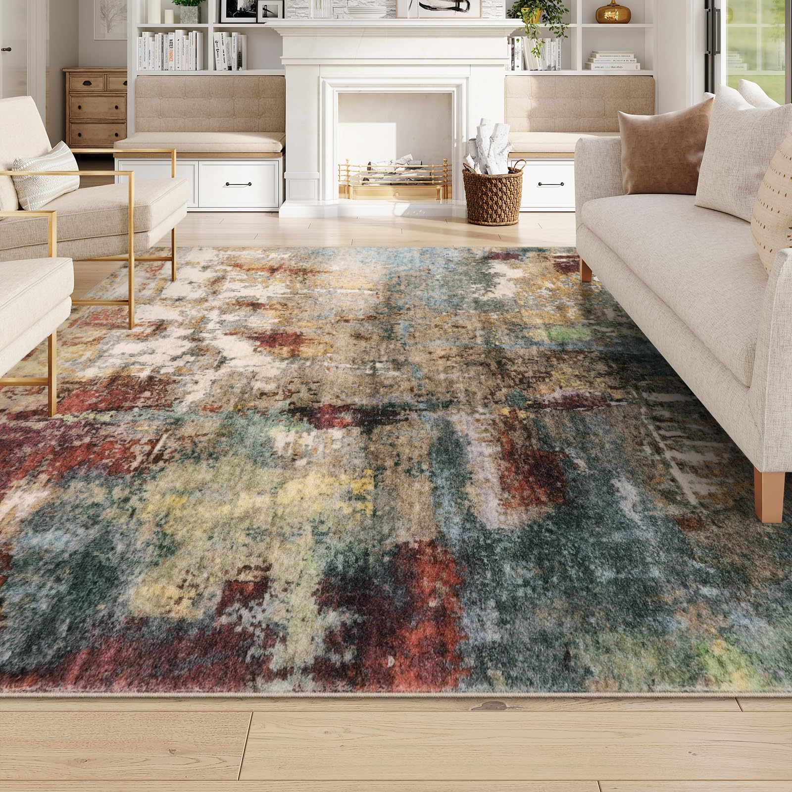 Lahome rug in washing machine mockup illustrating washable convenience