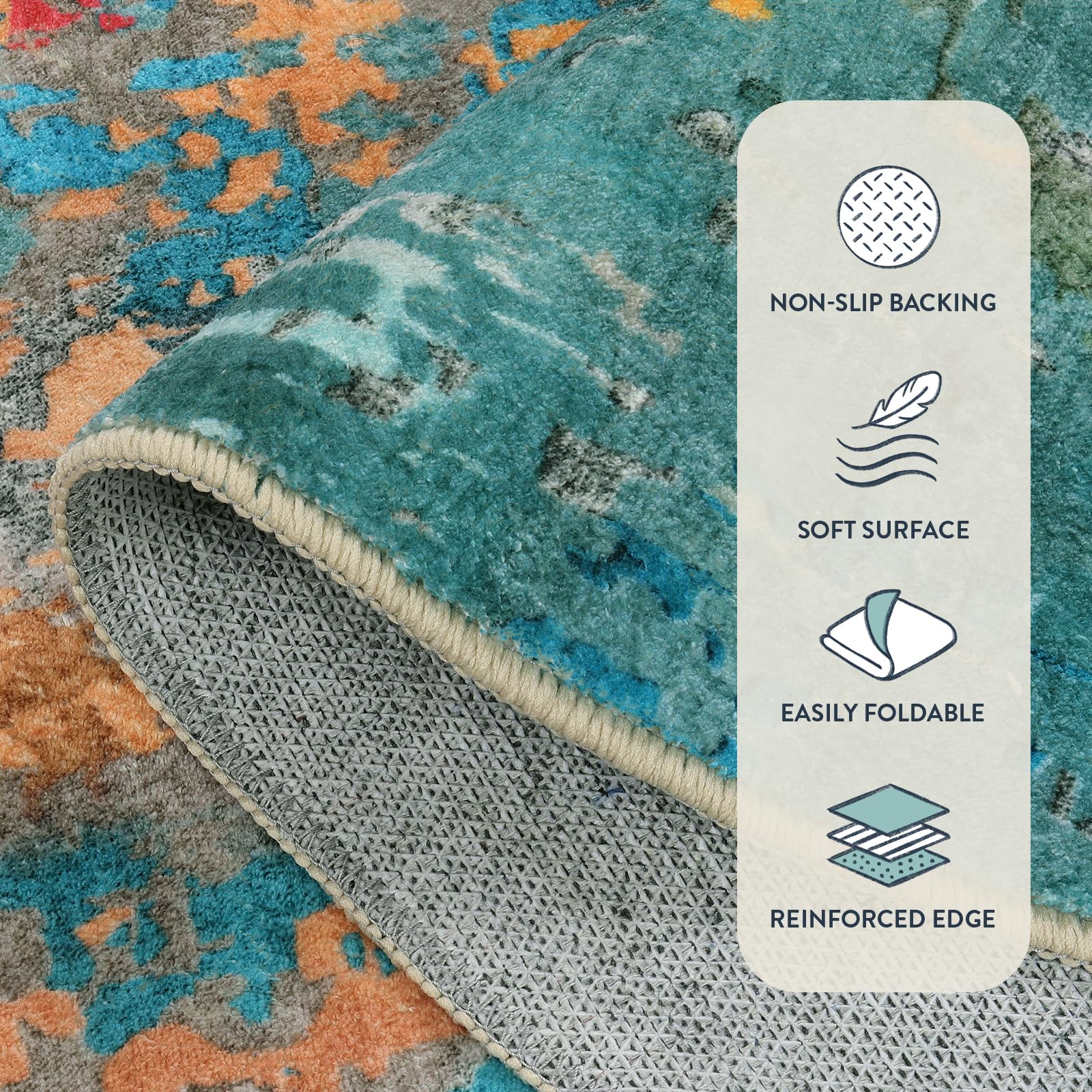 Lahome backing close-up showing anti-slip dots for safe floor grip