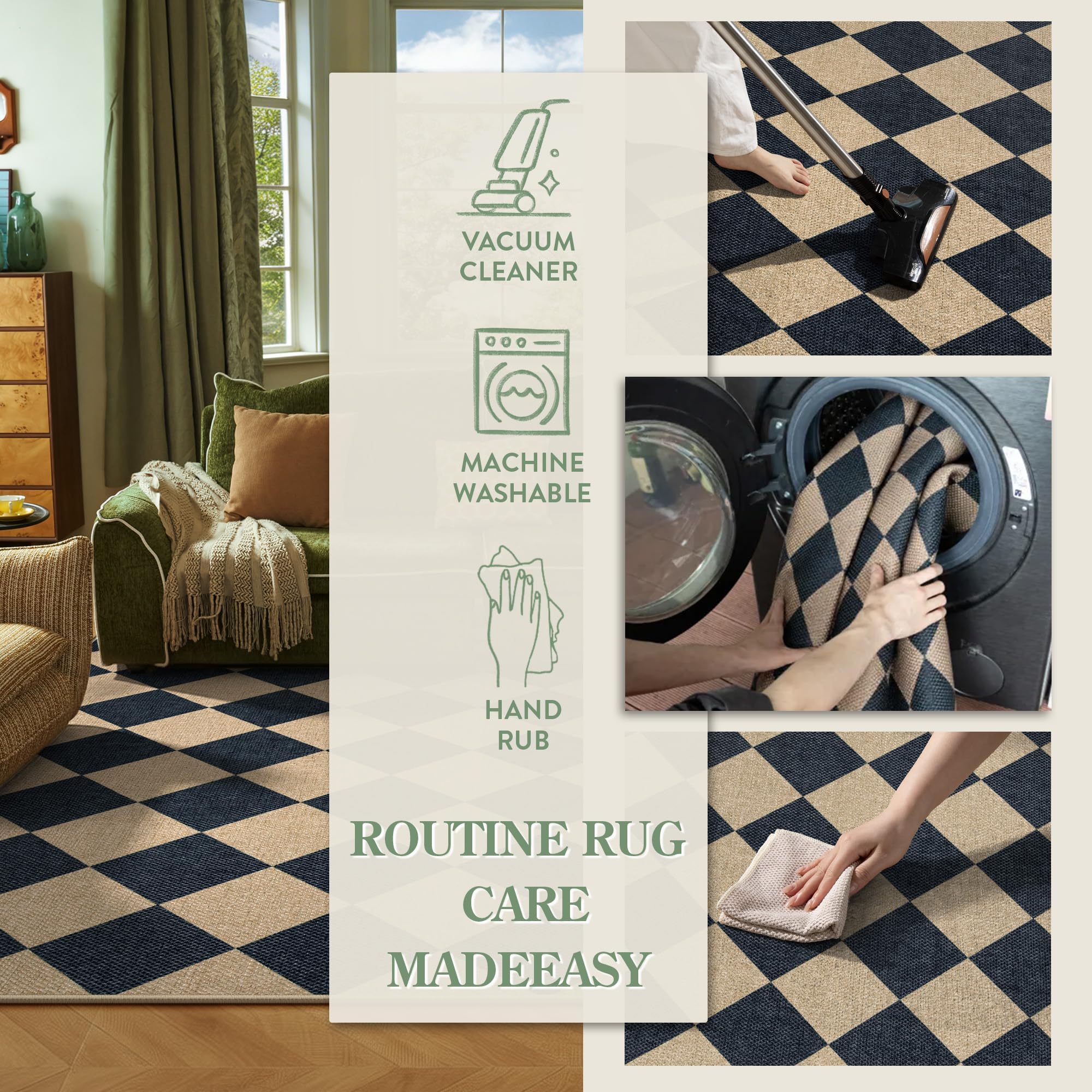 Lahome rug under a door showing low-profile fit that clears most thresholds