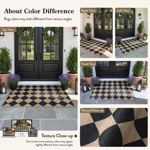 Lahome rug styled in an entryway adding neutral warmth and easy-clean convenience