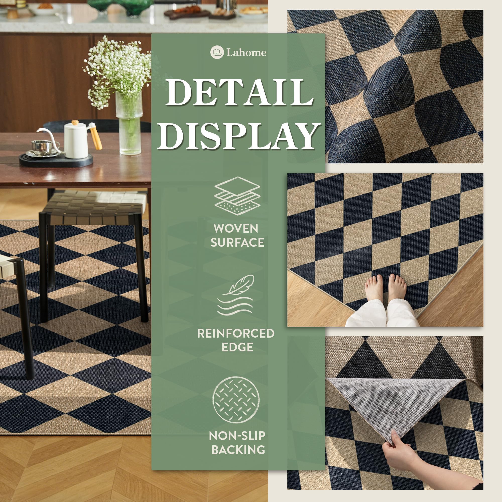 Lahome rug placed on a covered porch demonstrating outdoor-ready layered look